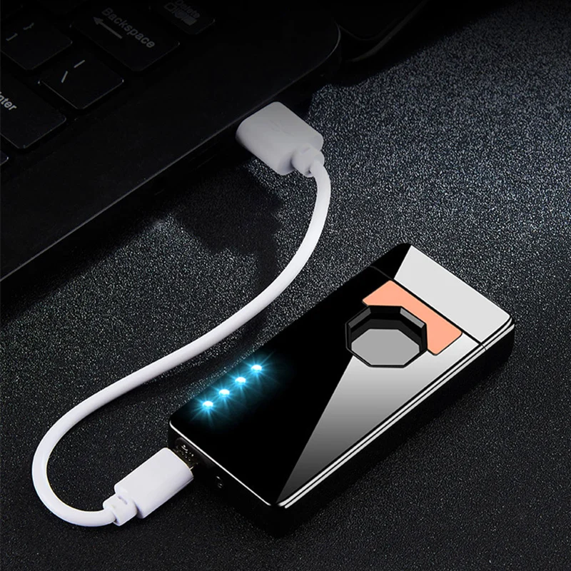 PVD Ice Coationg прикуриватель USB Touch зажигание металлическая зажигалка двойная зажигалка электрическая плазменная Электронная зажигалка для сигар