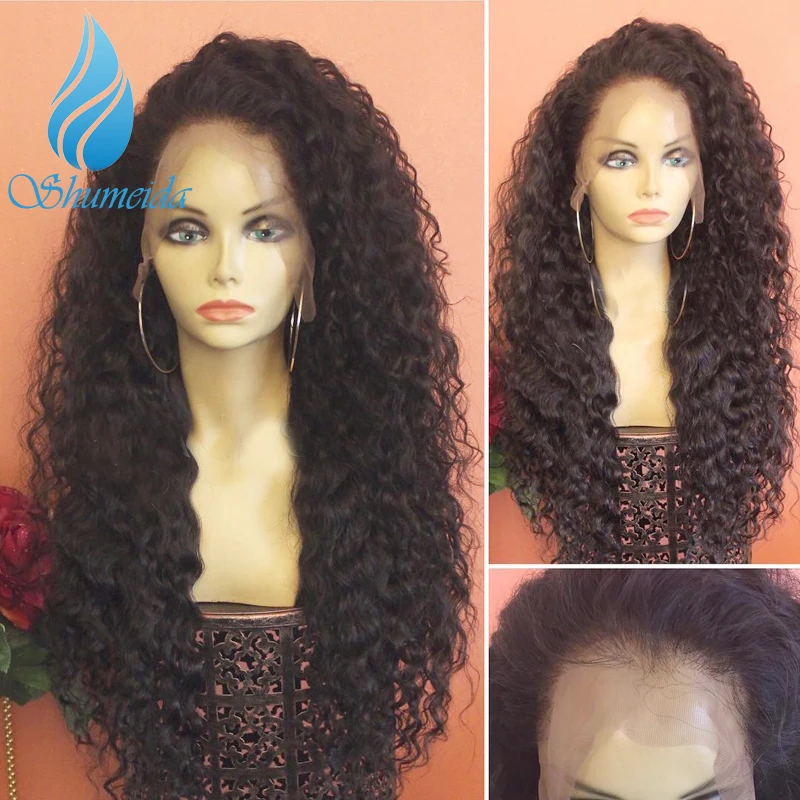SHUMEIDA 13*6 прозрачный парик с кружевным фронтом с волосами младенца Натуральные Цветные волосы Реми бразильские кудрявые волосы на фронте человеческих волос парики