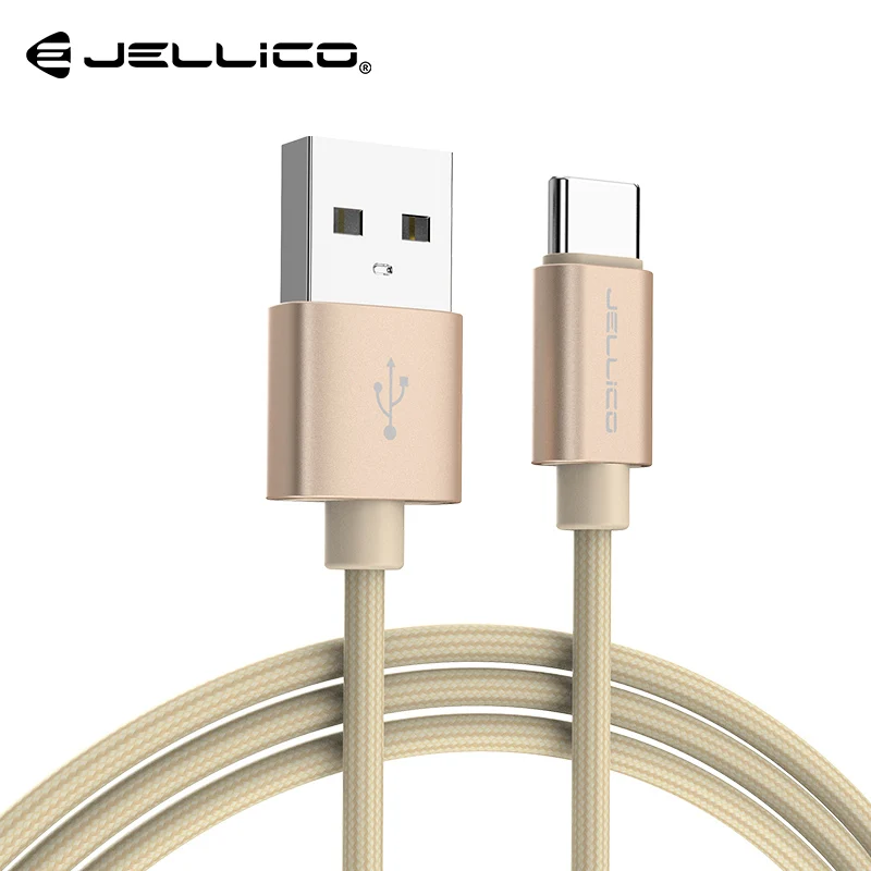 Jellico usb type-C кабель для быстрой зарядки USB C кабель для samsung Galaxy S9 S8 Oneplus 6 нейлоновый плетеный кабель для синхронизации данных type-C - Цвет: Золотой