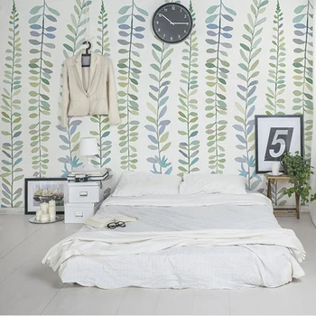 

Bacaz Painted Stripe leaves Original Murals 3d Wall Photo Murals Wallpaper for Bedroom Large Papel Mural 3d Wall Mural