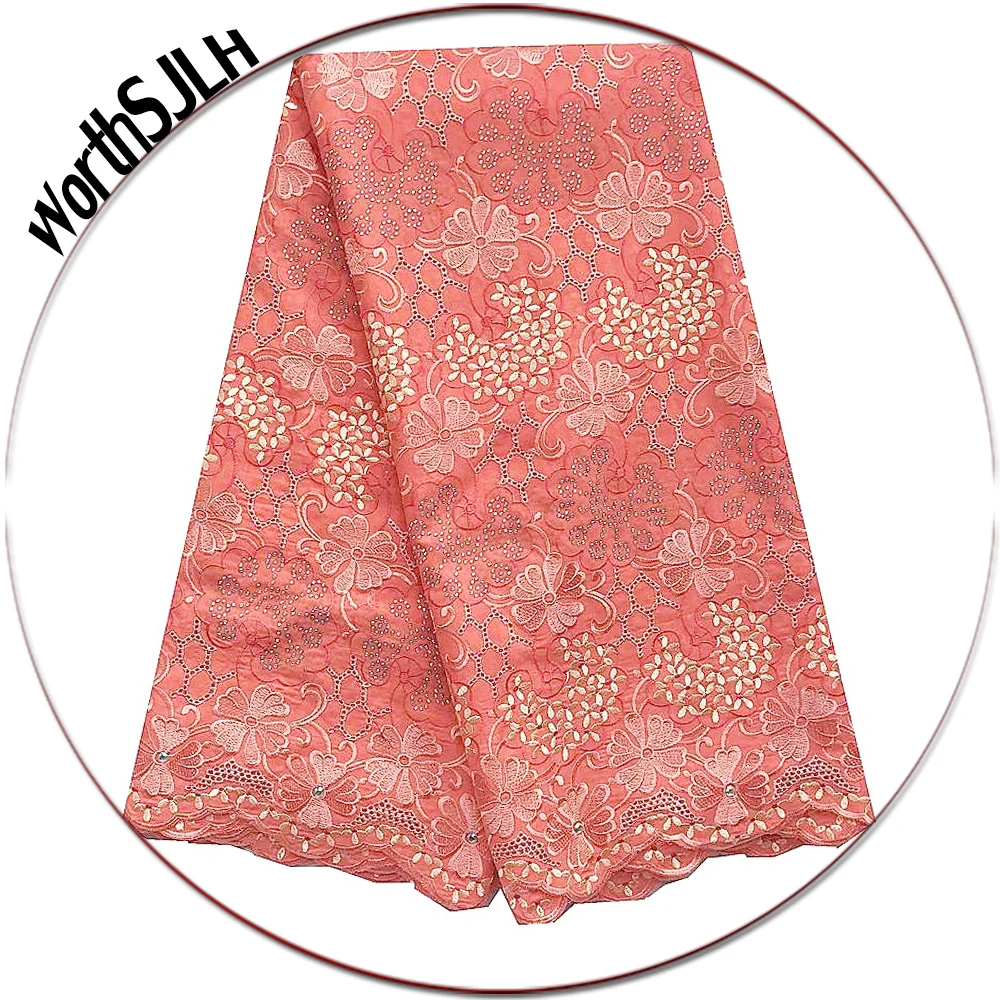 

WorthSJLH Africa Swiss Lace Fabric Cream Wedding Dry Lace Fabric Orange African Lace Fabric 2019 High Quality For Women Dress