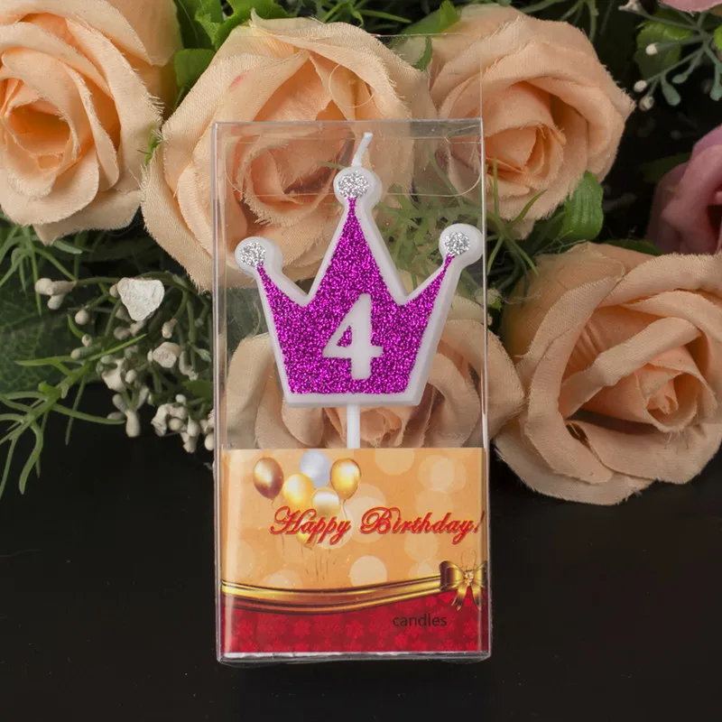 1 шт. блестящая Свеча для торта на день рождения, розовая Золотая Корона, свечи для детского украшения на день рождения, вечерние украшения для торта - Цвет: rose 4