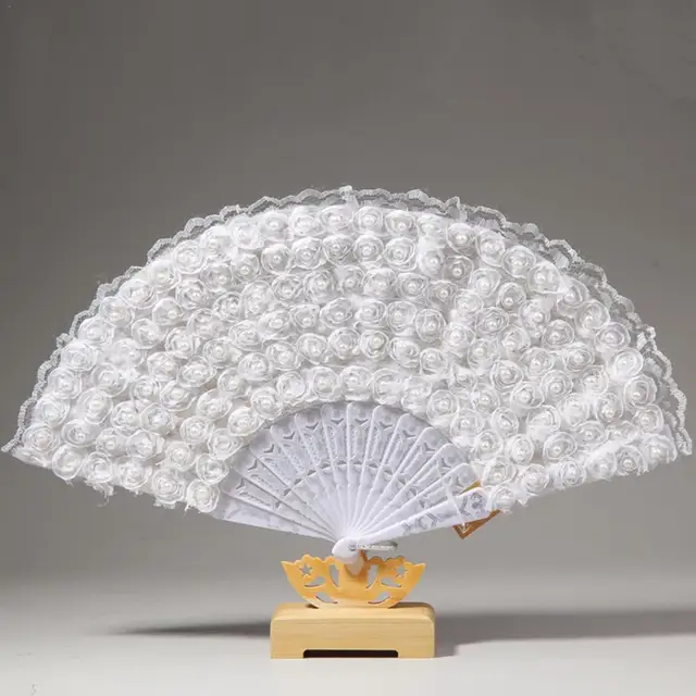 US $8.06 Non-foldable Fan Handheld Wedding Rose Fans For Wedding Bride Supplies Photo Shooting Props Hand Fa