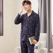 Пижамы для Для мужчин зимние пижамы хлопок теплый из двух частей пижамные комплекты с длинным рукавом Повседневное плюс Размеры L-3XL мужской пижамы Для мужчин s одежда