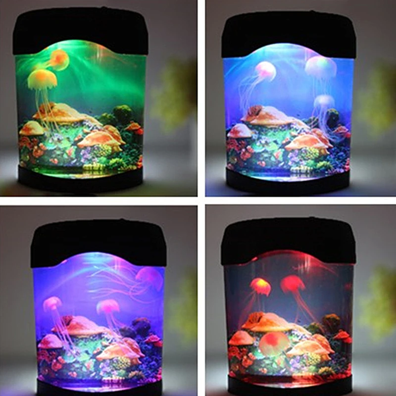 Presente de Natal Luz da Noite Criativo Aquário Durável Casa Decoração Simulação Jellyfish Lâmpada Bateria ou Usb Operado Luz Led
