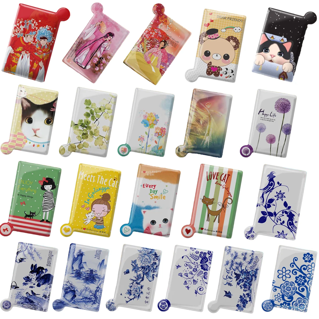 

1 PC Satinless Steel Card Makeup Mirror Unbreakable PU Sleeve Shatterproof Pocket Portable Mirror Compact Random Pattern