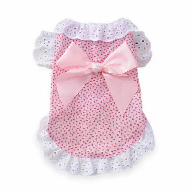 

Sweet Pet Cat Clothes Lace Shirt for Cat Puppy Small Dog Spring and Summer Cute Bowknot Kitten Princess Coat Apparel XS S M L XL