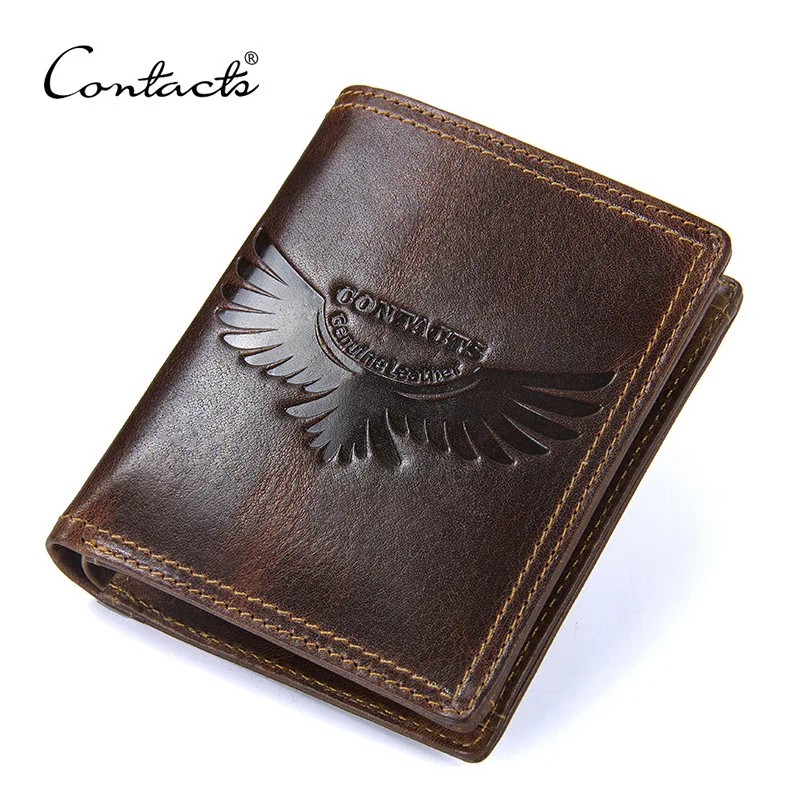 

Purse Men Genuine Leather Short Crazy Horse Card Holder Coin Purse Small Designer Luxury Wallet for Money 2019