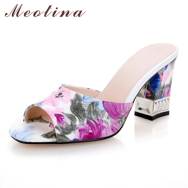 meotina shoes women sandals summer square toe slippers casual thick