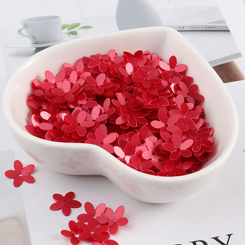 Matte Pink Five-Petal Floral Sequins for Crafting and Garment Accessories