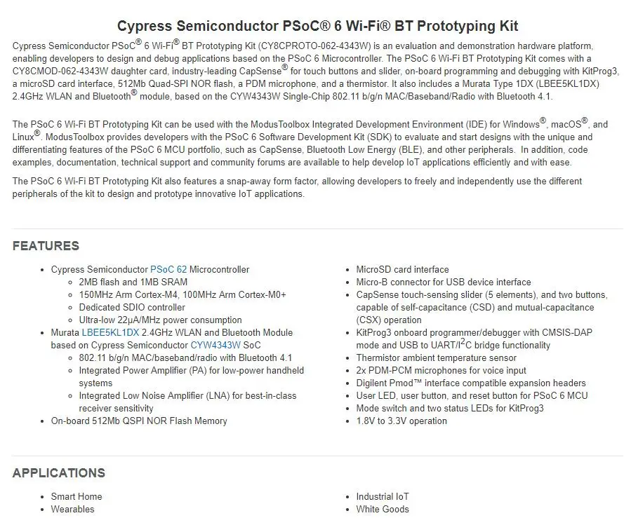 CY8CPROTO-062-4343W INFO