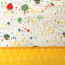 Желтый клетчатый принт утенка детская стеганая саржевая хлопковая ткань на полметра для DIY шитья Лоскутная Ткань