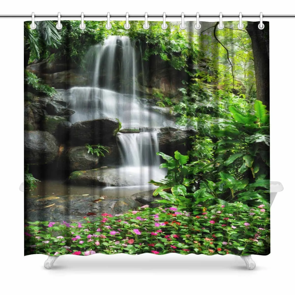 Aplysia Beautiful Waterfall in the Garden Prints Shower Curtain for Bathroom Decorations Sets 72