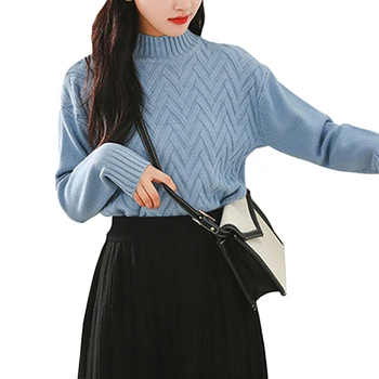 

spring and fall new women sweater solid O-Neck Pullovers sweet Casual Short Knitted sweaters Wild Long sleeve Sweaters women
