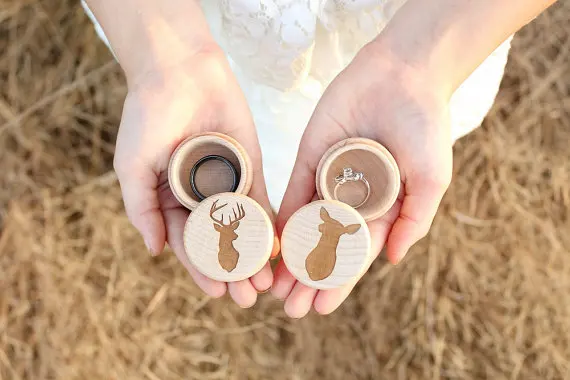 

Buck and Doe Ring Box Set Rustic Wood Ring Box Keepsake Ring Box Camo Wedding Ring Box Photo Prop