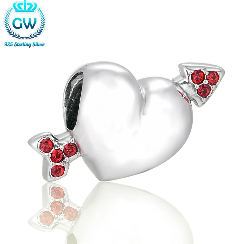 

Silver 925 Jewelry Arrow Through Heart Charm Fit European Bangle Bracelets Beads & Jewelry Making GW Brand Jewellery X080