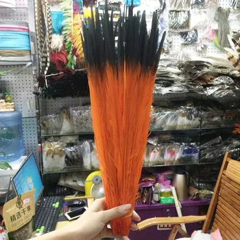 

New! 500pcs beautiful Orange and Black Pheasant Feathers 35-40cm/14-16inch for Wedding Centerpieces Carnival Ornament DIY Gifts