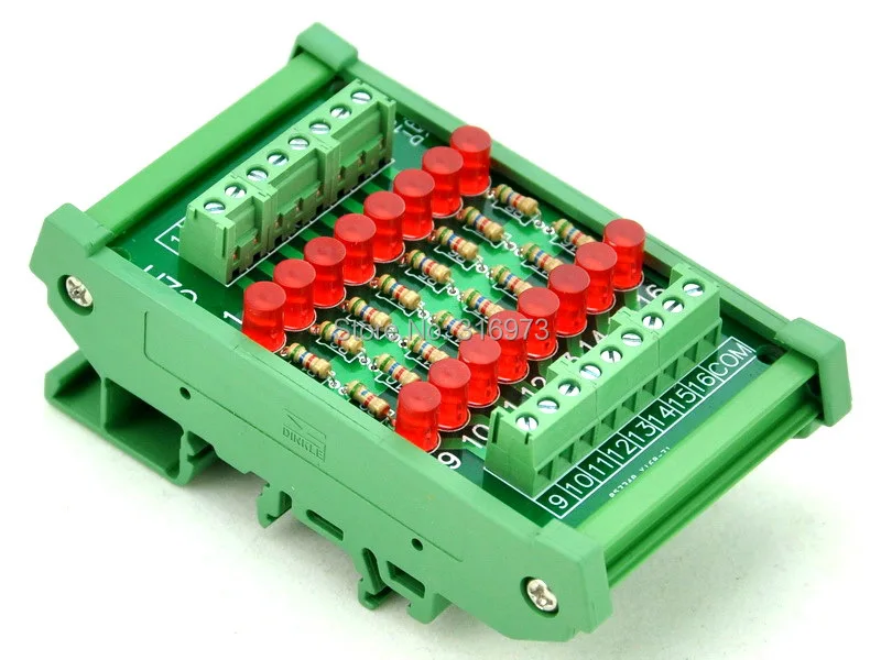 

DIN Rail Mount 16 Channel Common Cathode LED Indicator Gate Module, 12V Version