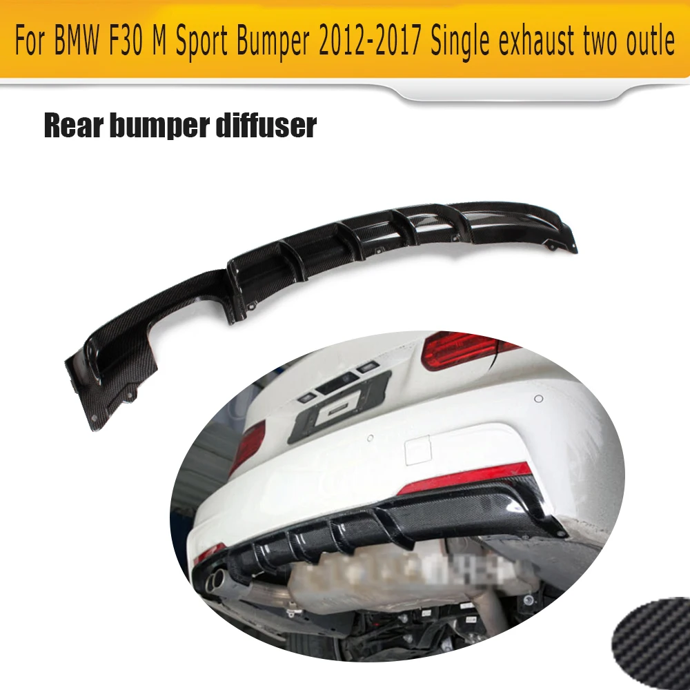 

3 Series Carbon Fiber Car Rear Bumper lip spoiler Diffuser for BMW F30 M Sport Bumper 12-17 Single exhaust two outle