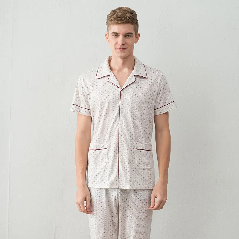Новые мужские пижамы весна лето осень короткий рукав пижамы хлопок короткий пижамный комплект новейшая Мужская домашняя одежда - Цвет: No 6
