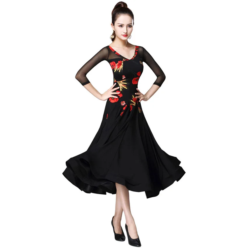 Новые женские современные танцевальные платья Национальный стандарт соревнование платье костюм Элитные Бальные платья