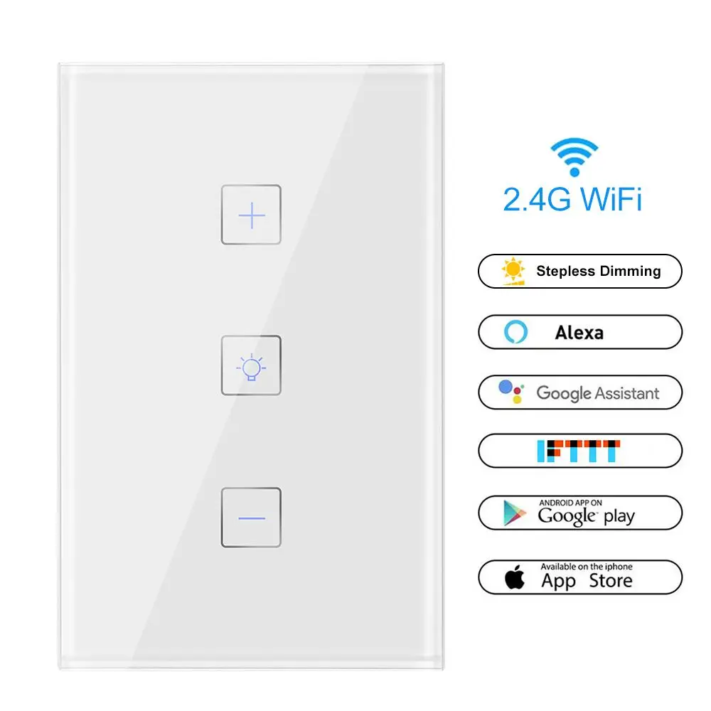 1 шт. стандарт ЕС/США в настенный сенсорный контроль работа с Alexa Google Assistant приложение управление Wifi умная лампа плавного света переключатель диммер - Цвет: US Plug