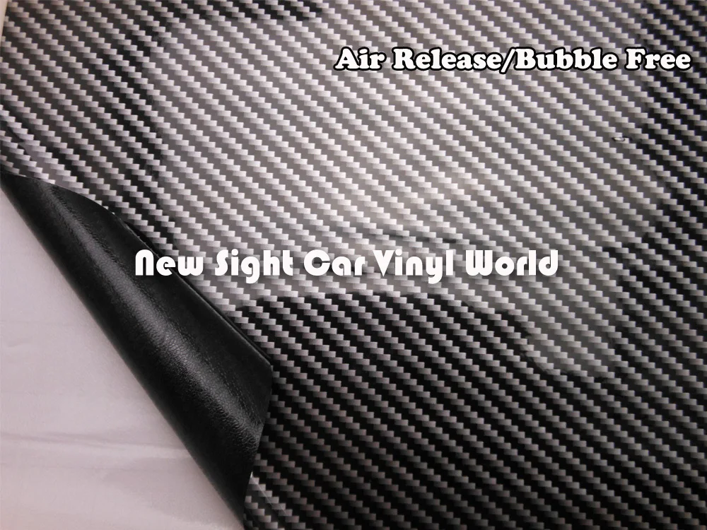 Высокое качество Черный глянцевый 2D углеродного волокна винил без пузырьков для автомобиля обертывания Размер: 1,52*30 м/рулон
