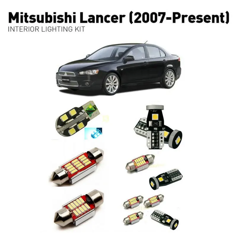 

Led interior lights For mitsubishi lancer 2007+ 6pc Led Lights For Cars lighting kit automotive bulbs Canbus