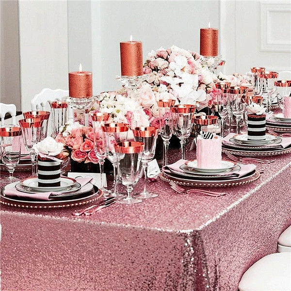 5FT Sequin Tablecloth 60" x 102" Rectangular Party Table Linen Table Overlay 