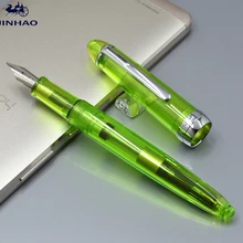 JINHAO 992 прозрачная зеленая авторучка с серебряным зажимом канцелярские товары роскошный F наконечник для письма чернильные ручки для рождественского подарка