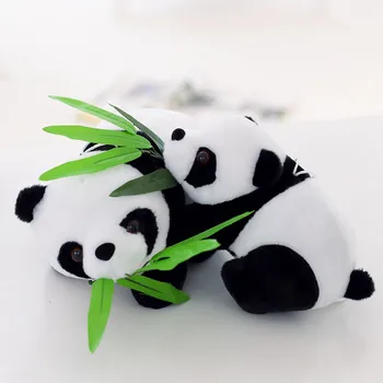 

New Vivid Funny Giant Panda with Bamboo Leaves Plush Toys Soft Cartoon Animal National Black and White Panda Stuffed Doll Gift