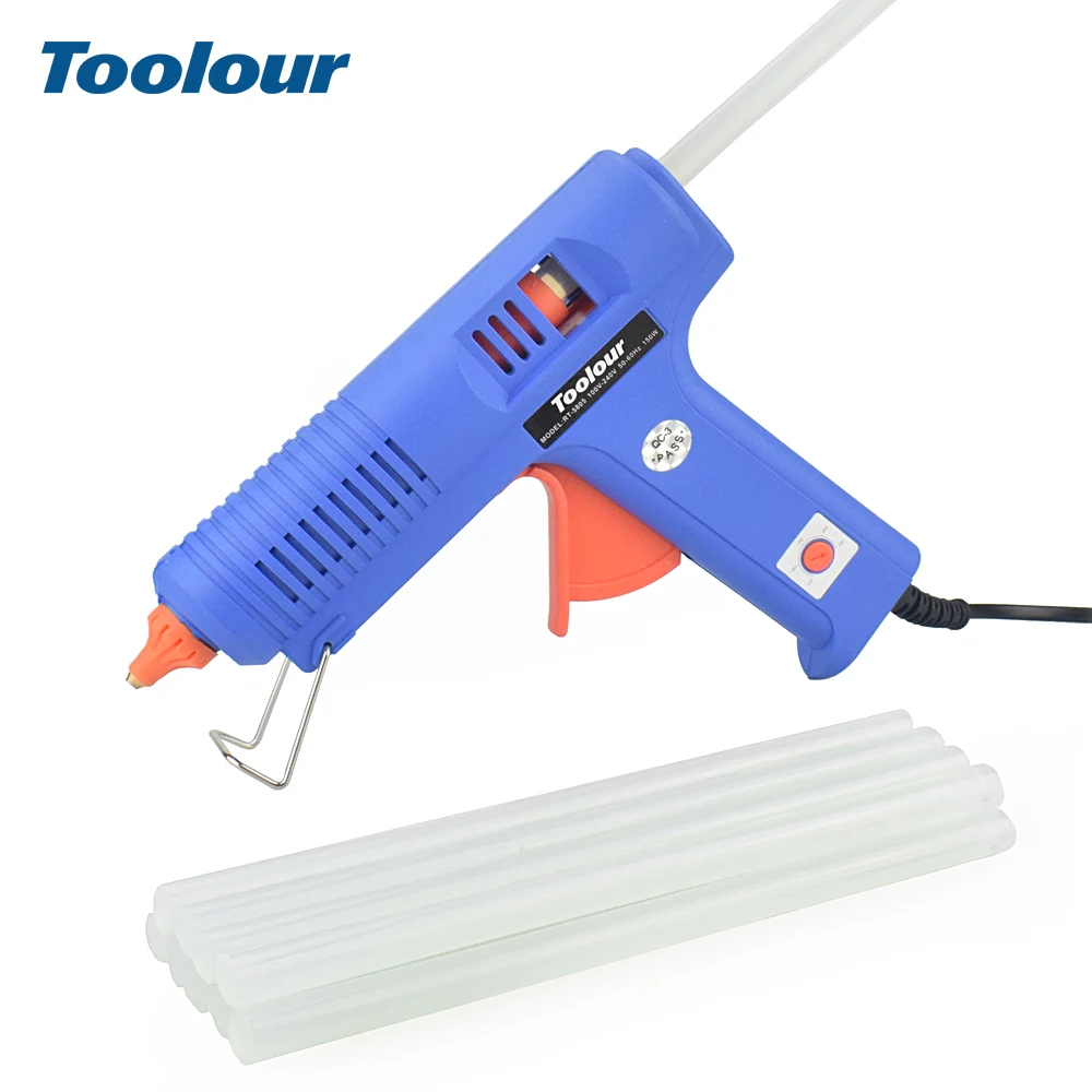 Kopen Toolour EU 100 v 240 v 150 w Industri euml;le Hotmelt Lijmpistool met 11mm Lijm Sticks Smart temperatuurregeling Thermische Lijmpistool DIY Tool