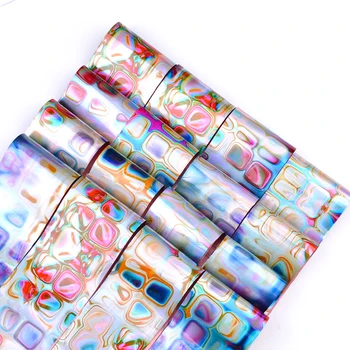 

16 Pcs Gradient Maze Design Nail Foils Set Ocean Blooming Pattern Nail Art Transfer Foil Sticker DIY Nail Decorations 4*20cm