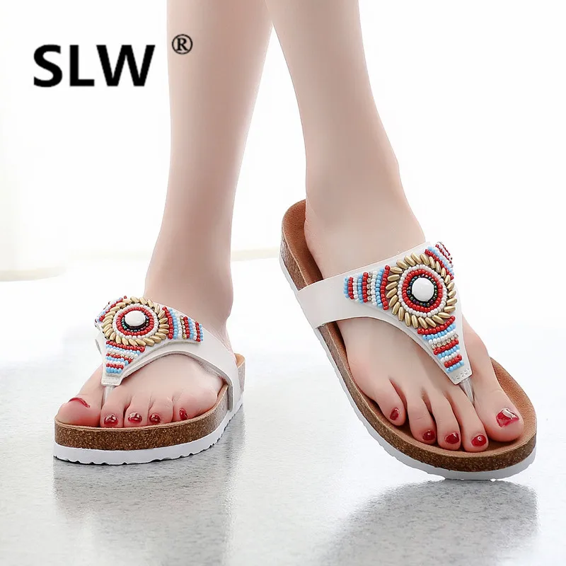 Beach women Wedges summer bohemia beach flip flops slipper Slides soft ...