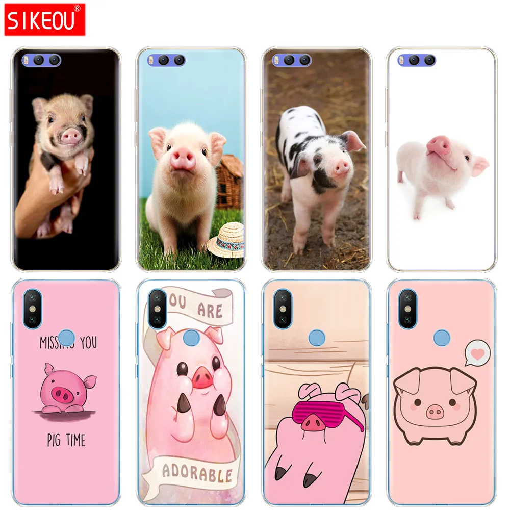 

Silicone Cover Case For Xiaomi Mi 8 8SE A1 A2 5 5S 5X 6 Mi5 MI6 NOTE 3 MAX Mix 2 2S funny cute lovely pig