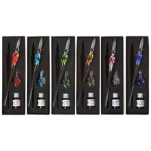 Vintage Handmade Art Elegant Crystal Floral Glass Dip Pen Sign Ink Pens Gift handmade dip pen dip pen creative art retro aesthetic crystal glass blue green pink pen test color watercolour