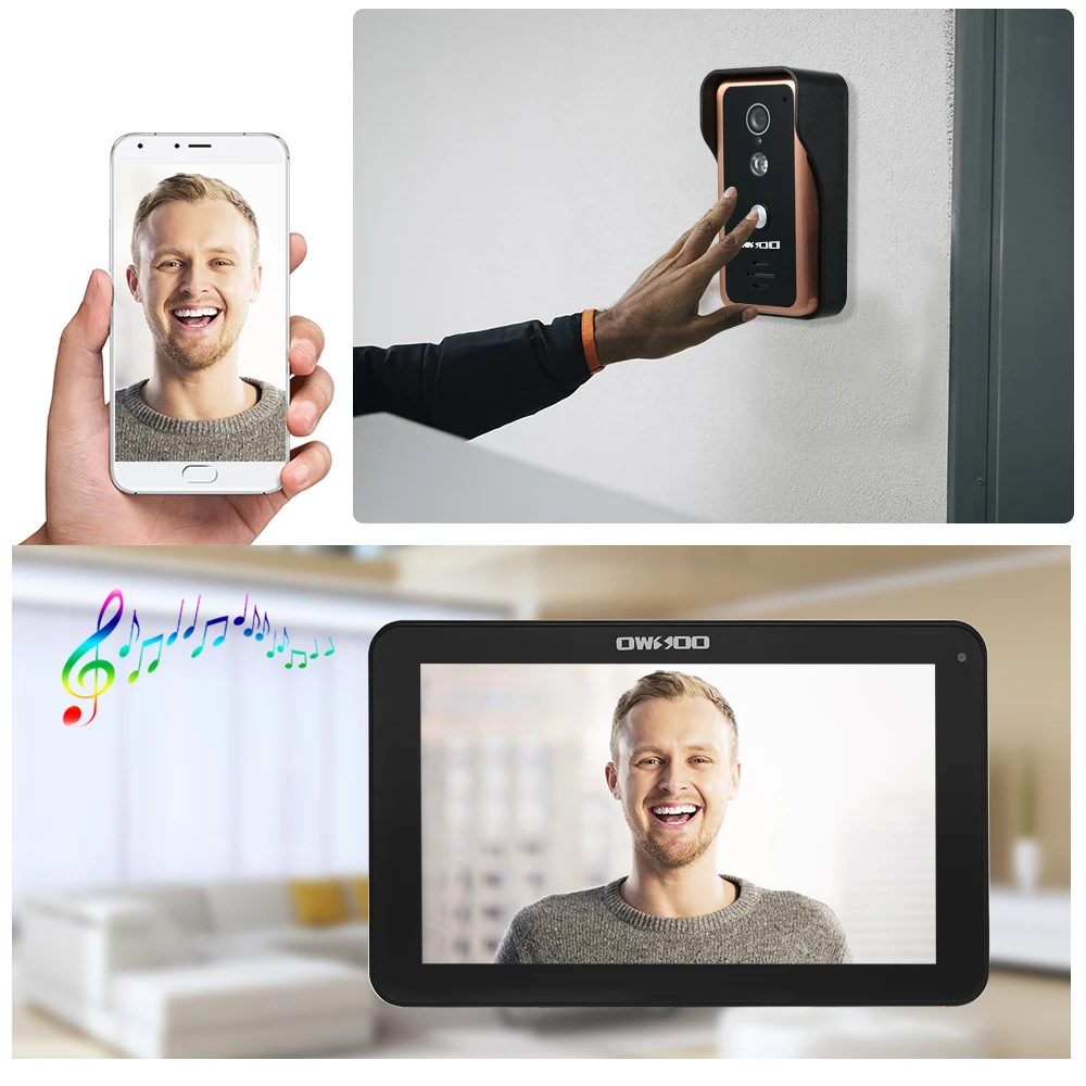 OWSOO 9 &quotмонитор проводной WIFI видео дверной звонок Домофон система входа с 1000TVL IR CUT