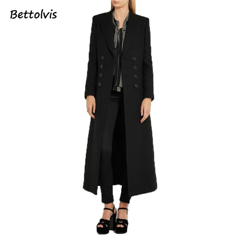 New 2018 Fashion Autumn Winter Women Simple black color Woolen Noched