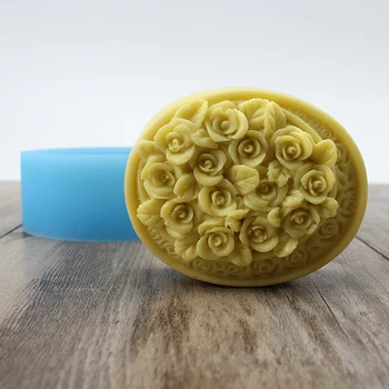

Silicone Soap Mold Handmade Oval with Rose Relief Resin Mould