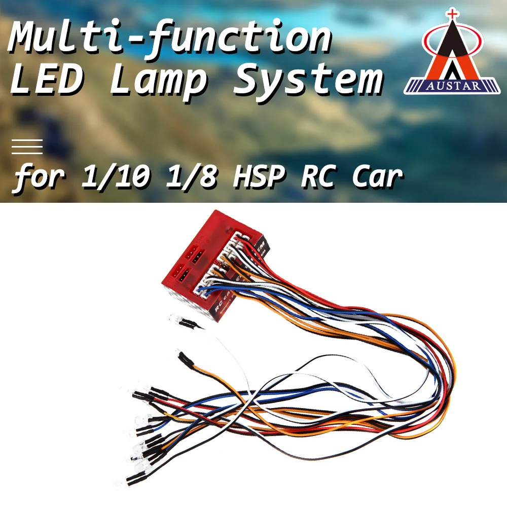 

AUSTAR AX-003 Multi-function Ultra Bright LED Lamp Light System Kit for 1/10 1/8 RC Car HSP TAMIYA CC01 Axial SCX10 D90