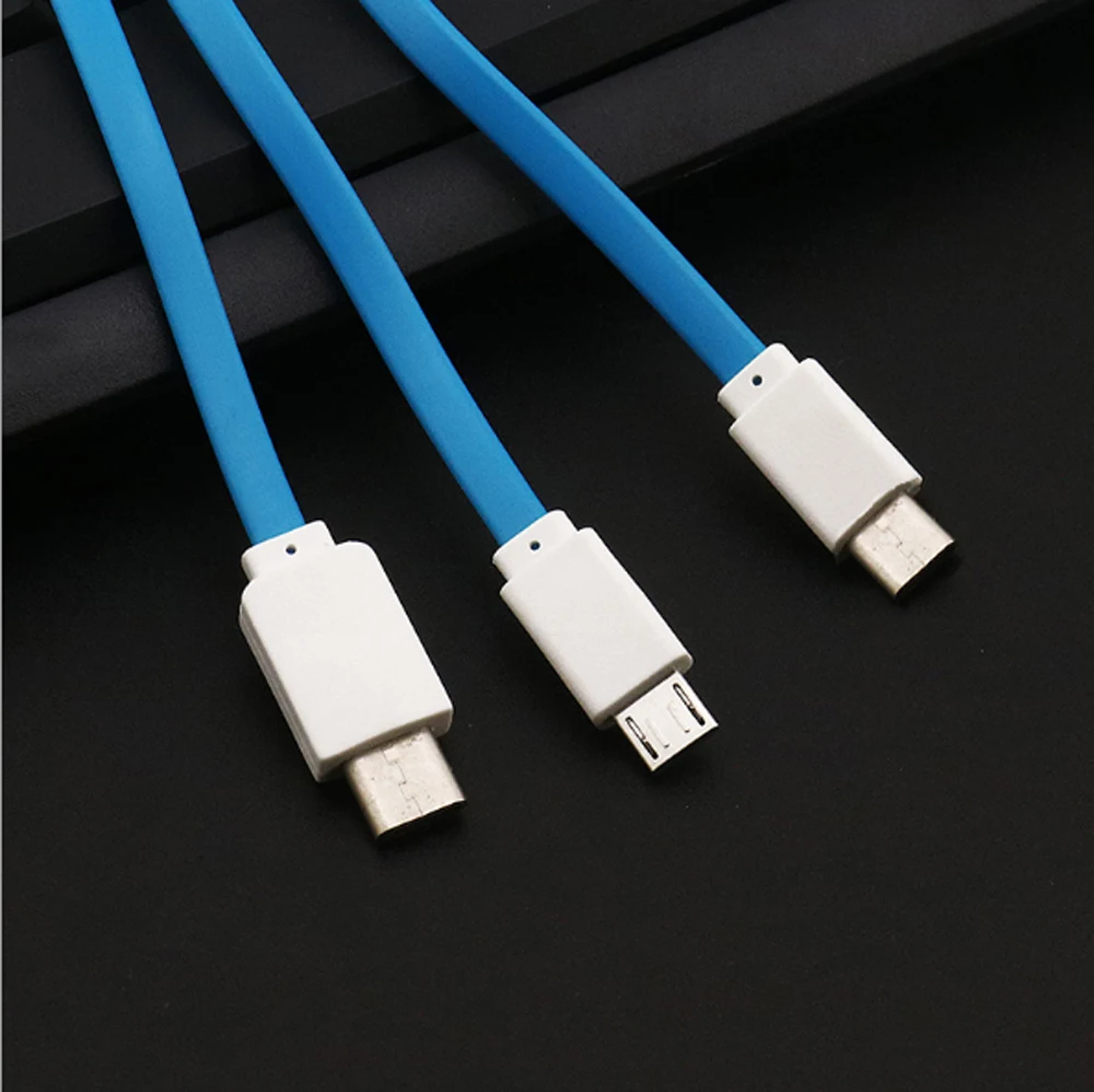 10 шт. Лапша плоский 1 2 м 3 в Micro USB Type C 8 pin кабель зарядного устройства для iPh шнур