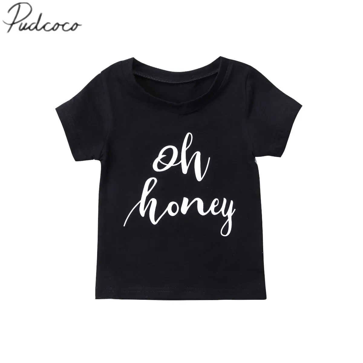 New Kids Letter Printed Black T Shirt Boy Girl Cute Short Sleeve Summer