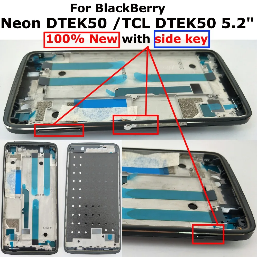 

100% New For BlackBerry Neon DTEK50 /TCL DTEK50 5.2" Front Middle LCD Screen Housing Frame Bezel Chassis Replacement
