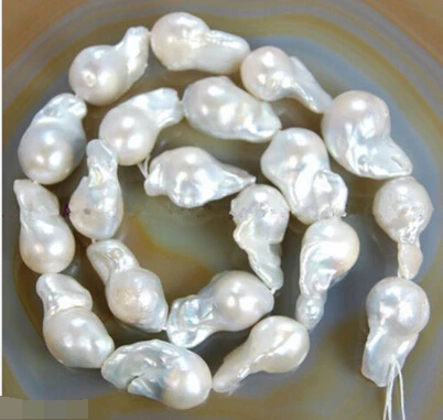

Jewelry 00313 15 inches 14X18mm Natural White Baroque Freshwater Pearl Loose Beads