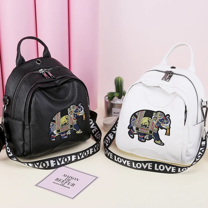  2018 new fashion elephant backpack leather high quality school bag shoulder bag for youth bags leat - 32886310498
