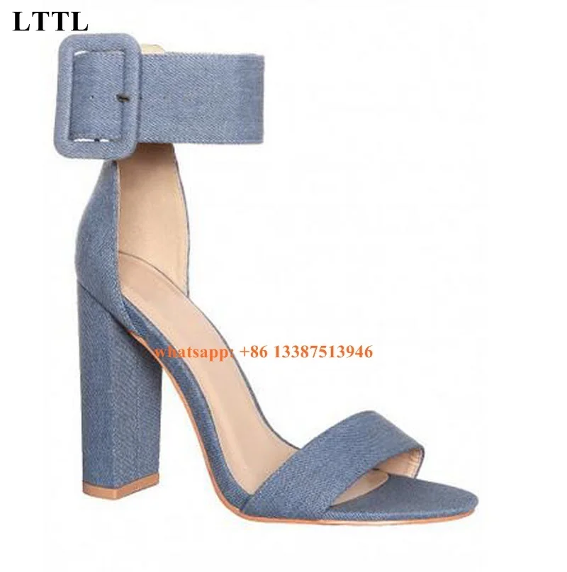 Summer New Fashion Women Open Toe Ankle Strap Thick Heel Sandals Buckle Design One Strap High Heel Sandals Free Shipping