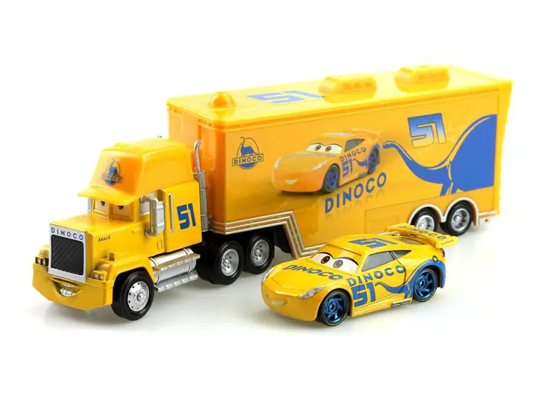 Disney Pixar Cars Mack Truck+ маленький автомобиль Dinoco Cruz Ramirez литая металлическая Игрушечная машина для детей, 1:55, свободная, новинка