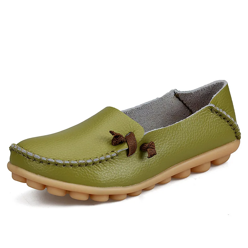 BEYARNE/дышащая женская обувь из натуральной кожи; коллекция года; модная повседневная обувь на плоской подошве со шнуровкой; нескользящая Уличная обувь в горошек; большие размеры - Цвет: green