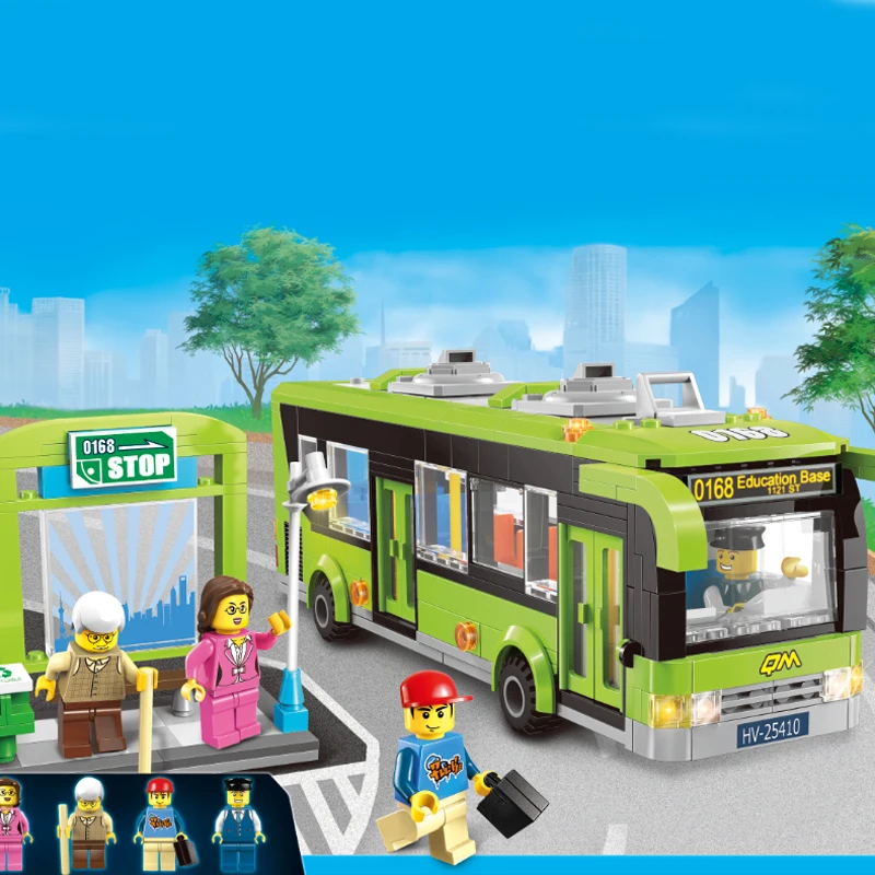 

ENLIGHTEN City Bus Building Blocks  Bus Blocks Toy for Children Educational Assembled Blocks Toys For Children 1121