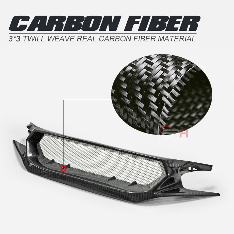 

For Honda 2017 On Civic Type R FK8 FC1 FK7 JS Style Carbon Fiber Front Grill Glossy Finish Bumper Grille Fibre Grills Drift Kit